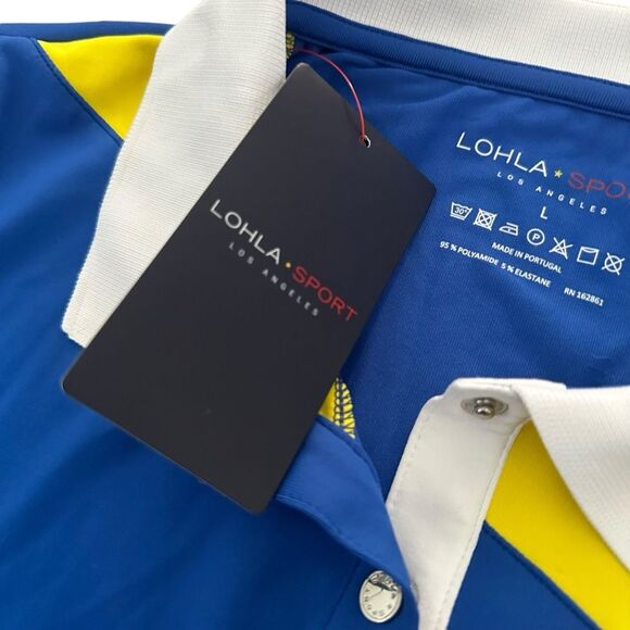 Lohla Sport Filippa Short Sleeve Polo Top Tennis Pickleball Blue, L, New - Picture 5 of 10